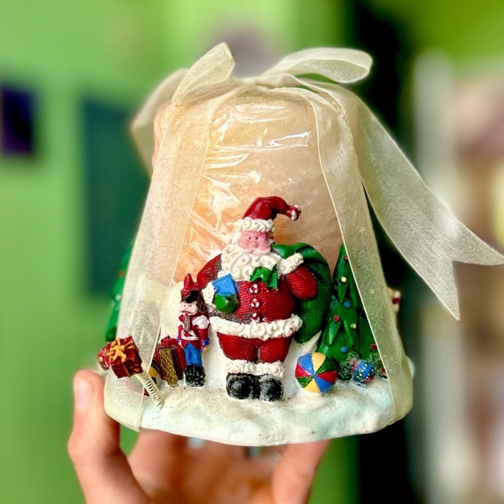 Vintage Christmas Village Vintage Candle + Holder Set Home Decor Accent